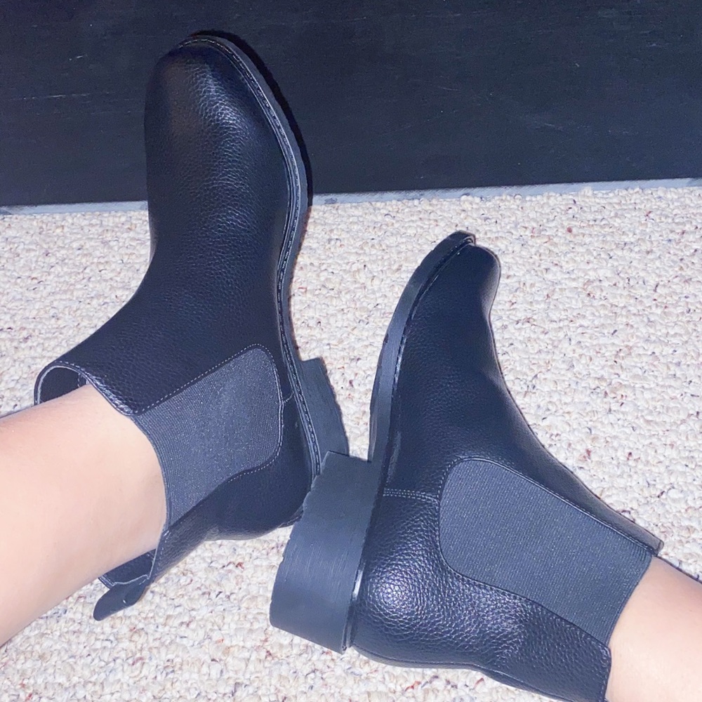 Black slip on booties